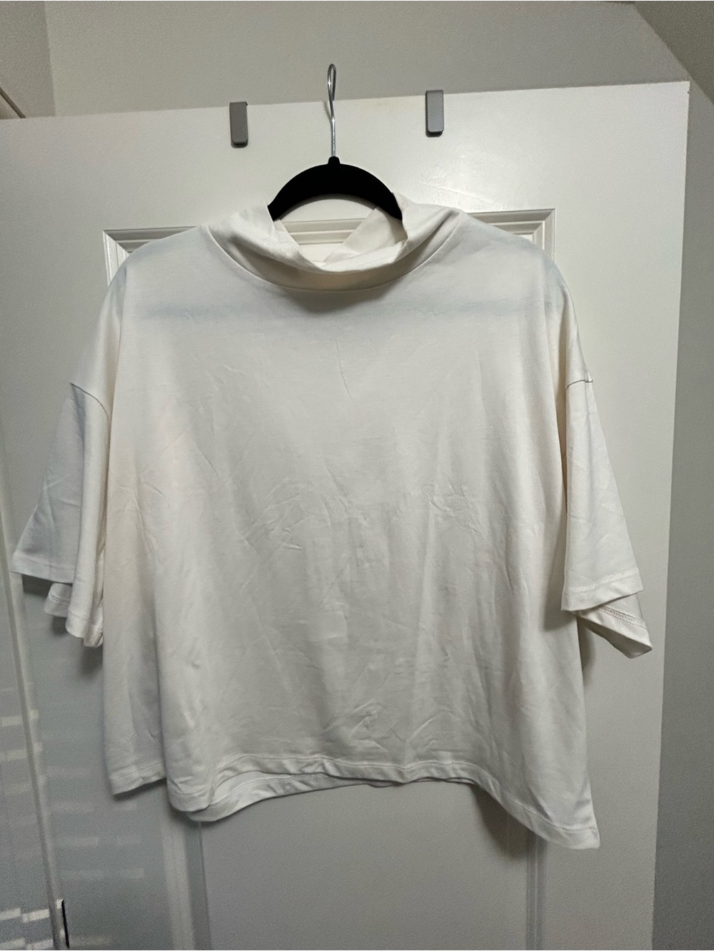 LOFT Cream Short-Sleeve Turtleneck Tee